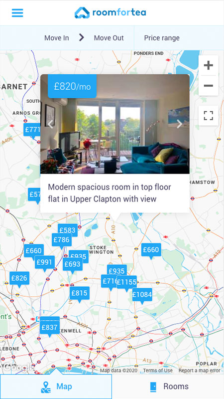 RoomForTea mobile map